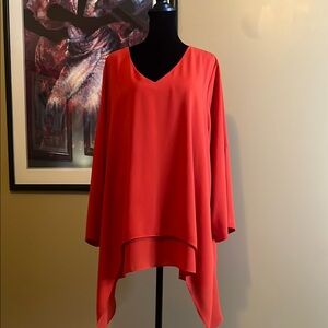 Elegant Red V-Neck Women's Top